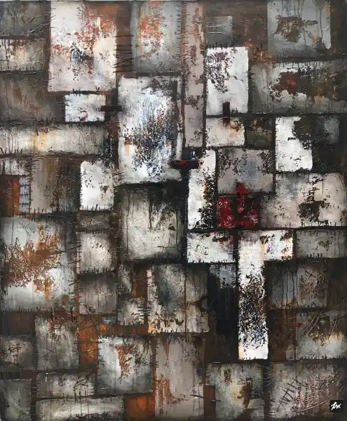 Zdjęcie obrazu Łukasz Olek - Stiches #4 - Detroit - Łukasz Olek. Foksal17 - Galeria Sztuki w Warszawie.