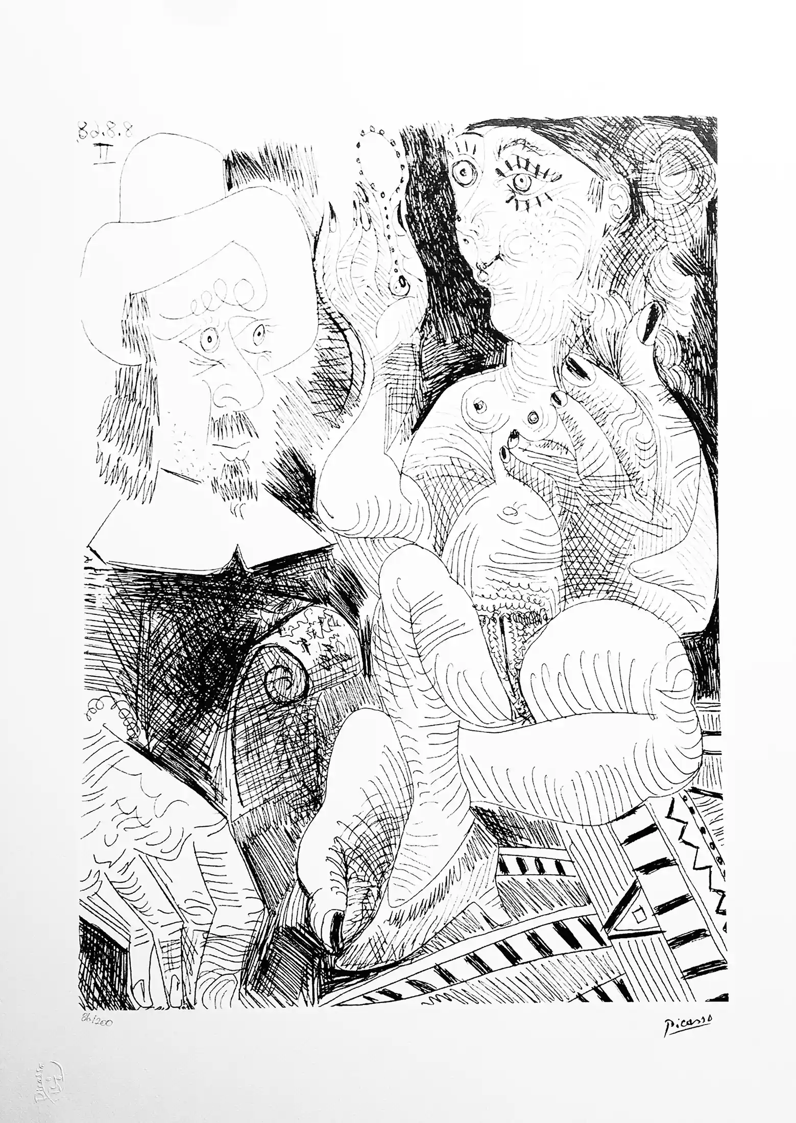 Zdjęcie obrazu Woman at her Toilette and Man with a Rembrandt Hat - Pablo PICASSO (1881 - 1973). Foksal17 - Galeria Sztuki w Warszawie.