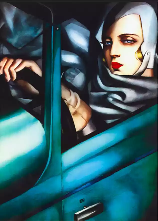 Zdjęcie obrazu Tamara Łempicka - Autoportret w zielonym Bugatti - Tamara Łempicka. Foksal17 - Galeria Sztuki w Warszawie.