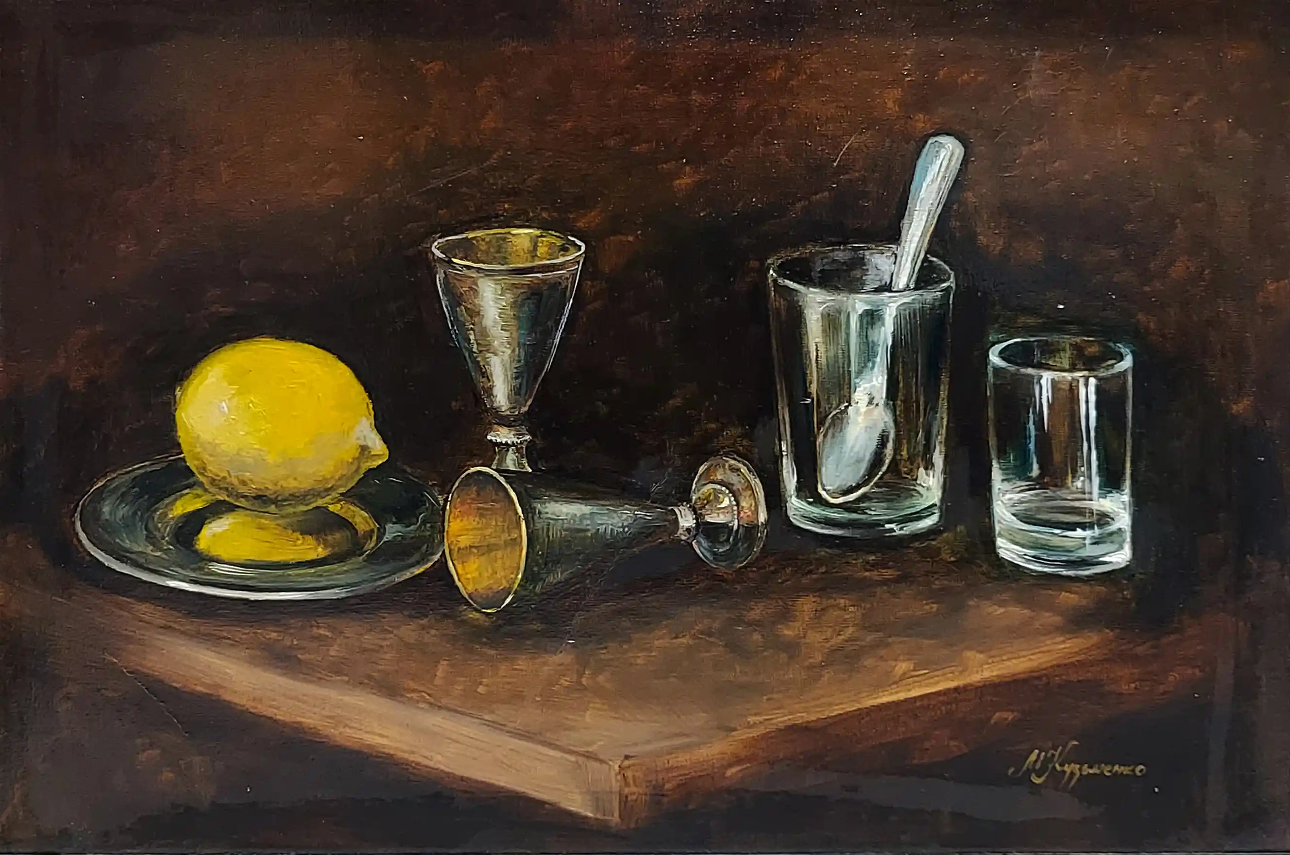 Zdjęcie obrazu M. Kuzmenko - Martwa natura z cytryną - M. Kuzmenko. Foksal17 - Galeria Sztuki w Warszawie.