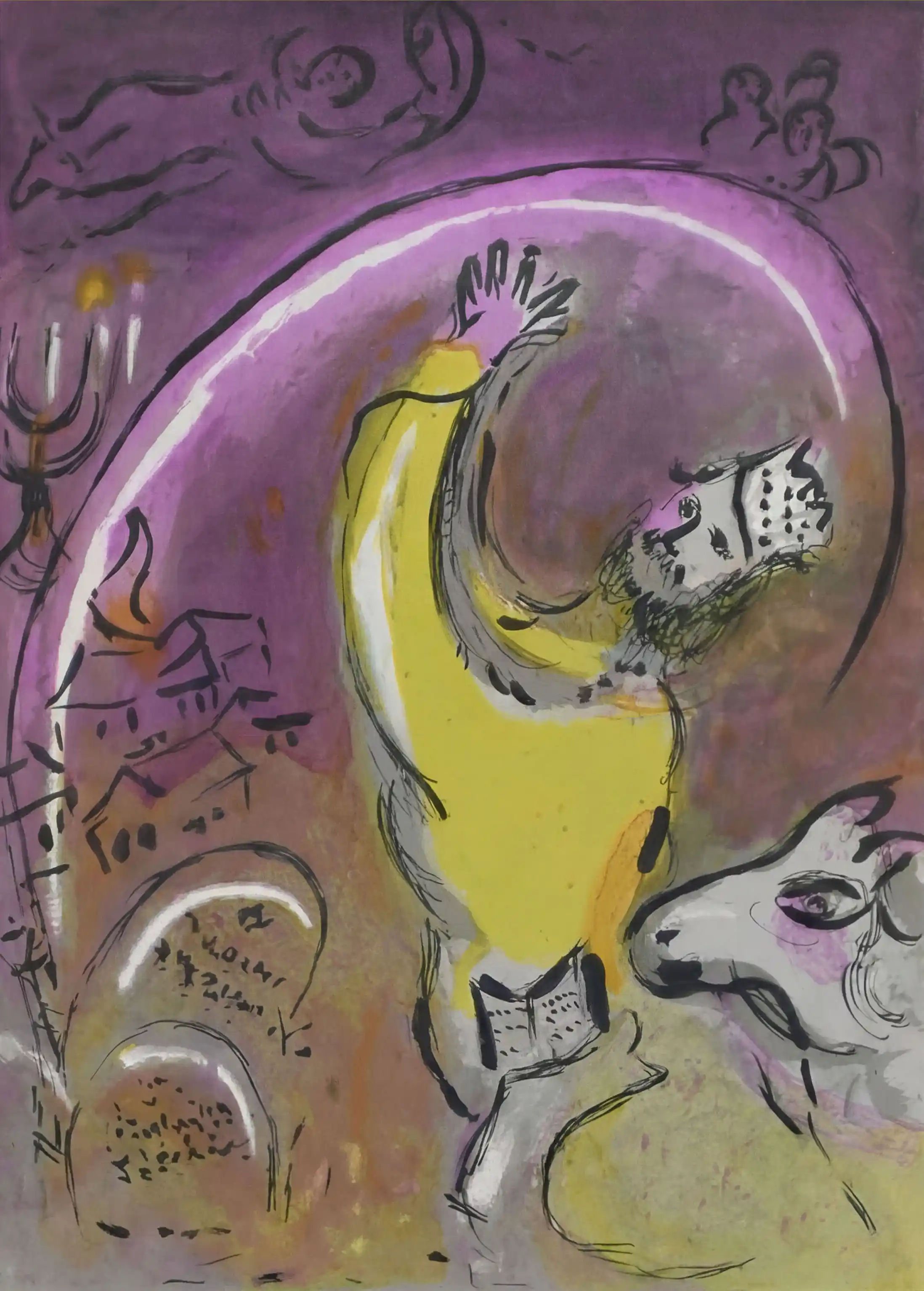 Zdjęcie obrazu Król Salomon, z cyklu ''Drawings for the Bible'' - Marc Chagall (1887 - 1985). Foksal17 - Galeria Sztuki w Warszawie.