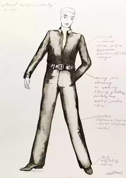 Zdjęcie obrazu Wanda Żukowska-Waszak - Solista (szkic kostiumu scenicznego) - . Foksal17 - Galeria Sztuki w Warszawie.