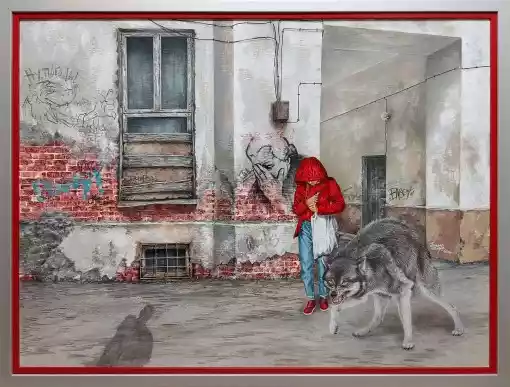 Zdjęcie obrazu Edyta Skwarek Suszek - Kapturek - historia prawdziwa - Edyta Skwarek Suszek. Foksal17 - Galeria Sztuki w Warszawie.