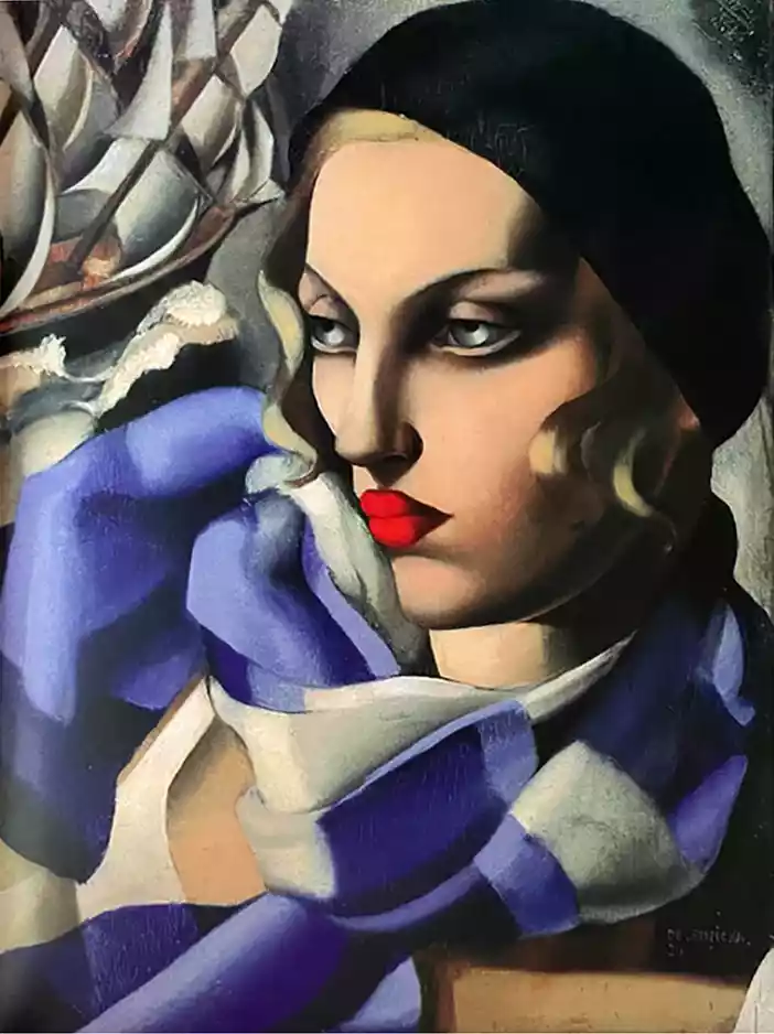 Zdjęcie obrazu Tamara Łempicka - Blue Scarf - Tamara Łempicka. Foksal17 - Galeria Sztuki w Warszawie.