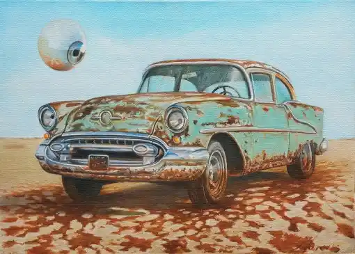 Zdjęcie obrazu Marcus Von May - Oldsmobile 1955 - . Foksal17 - Galeria Sztuki w Warszawie.